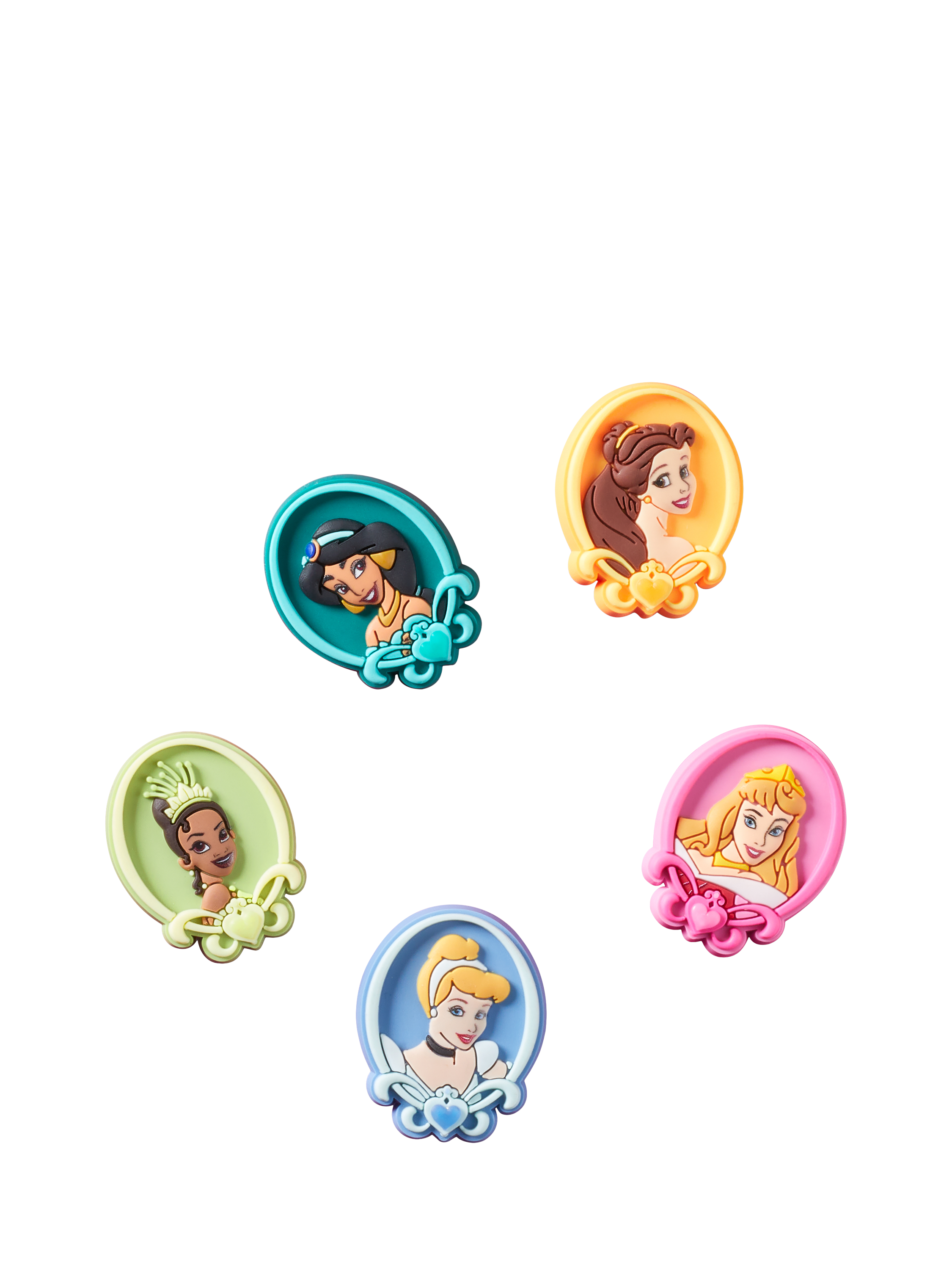 Product image 1 of 4, which shows Crocs Kids' Disney Princess Jibbitz, Set of 5, Multi