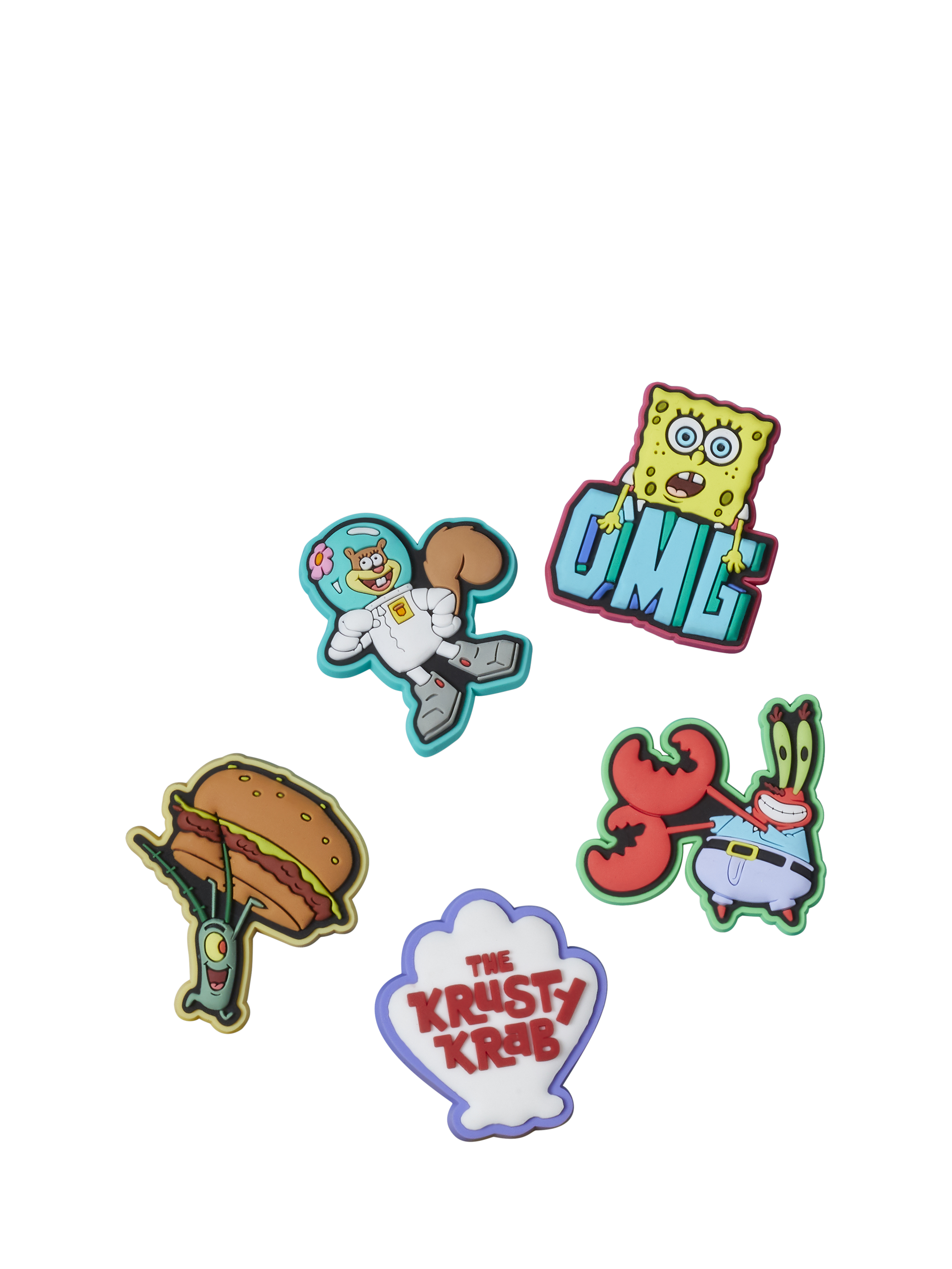 Product image 1 of 4, which shows Crocs Kids' SpongeBob SquarePants Jibbitz, Set of 5, Multi