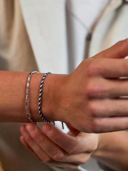 BARTLETT LONDON Men's Cord & Beaded Stretch Bracelets - view 2, Blue/Silver