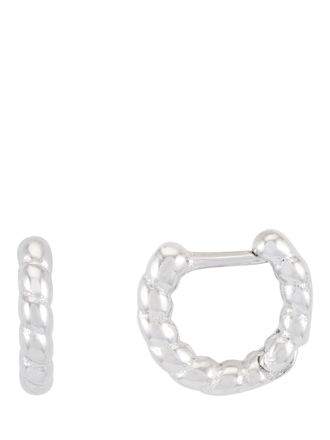 Product image 1 of 2, which shows BARTLETT LONDON Rope Huggie Hoop Earrings, Silver