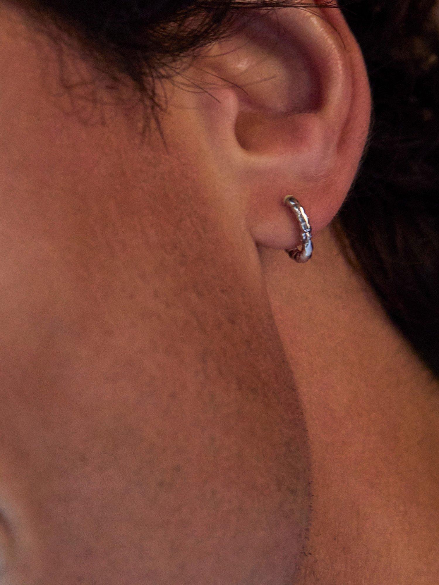 Product image 2 of 2, which shows BARTLETT LONDON Rope Huggie Hoop Earrings, Silver