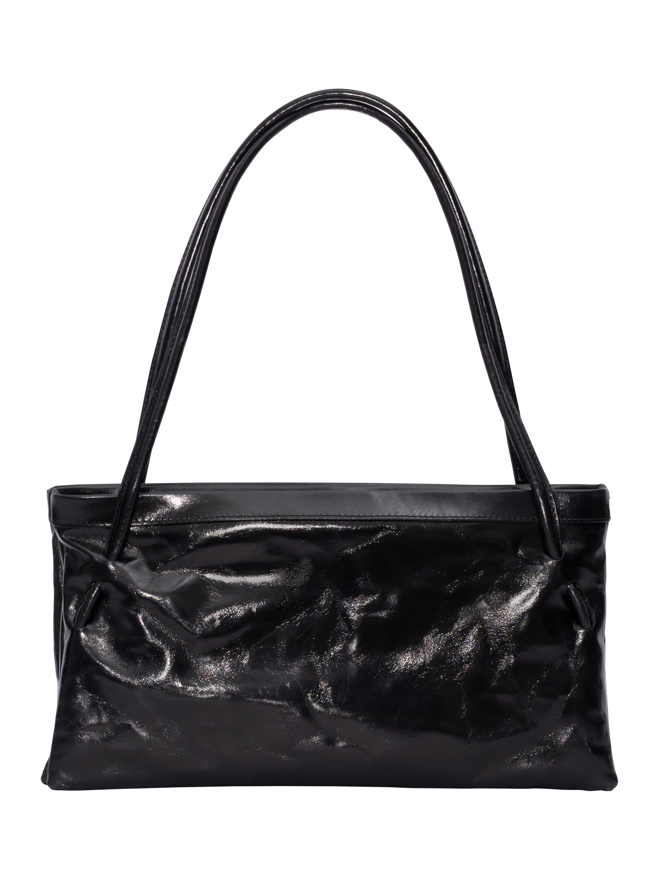 Product image 1 of 3, which shows BY FAR Hannah Leather Triple Zip Shoulder Bag, Black