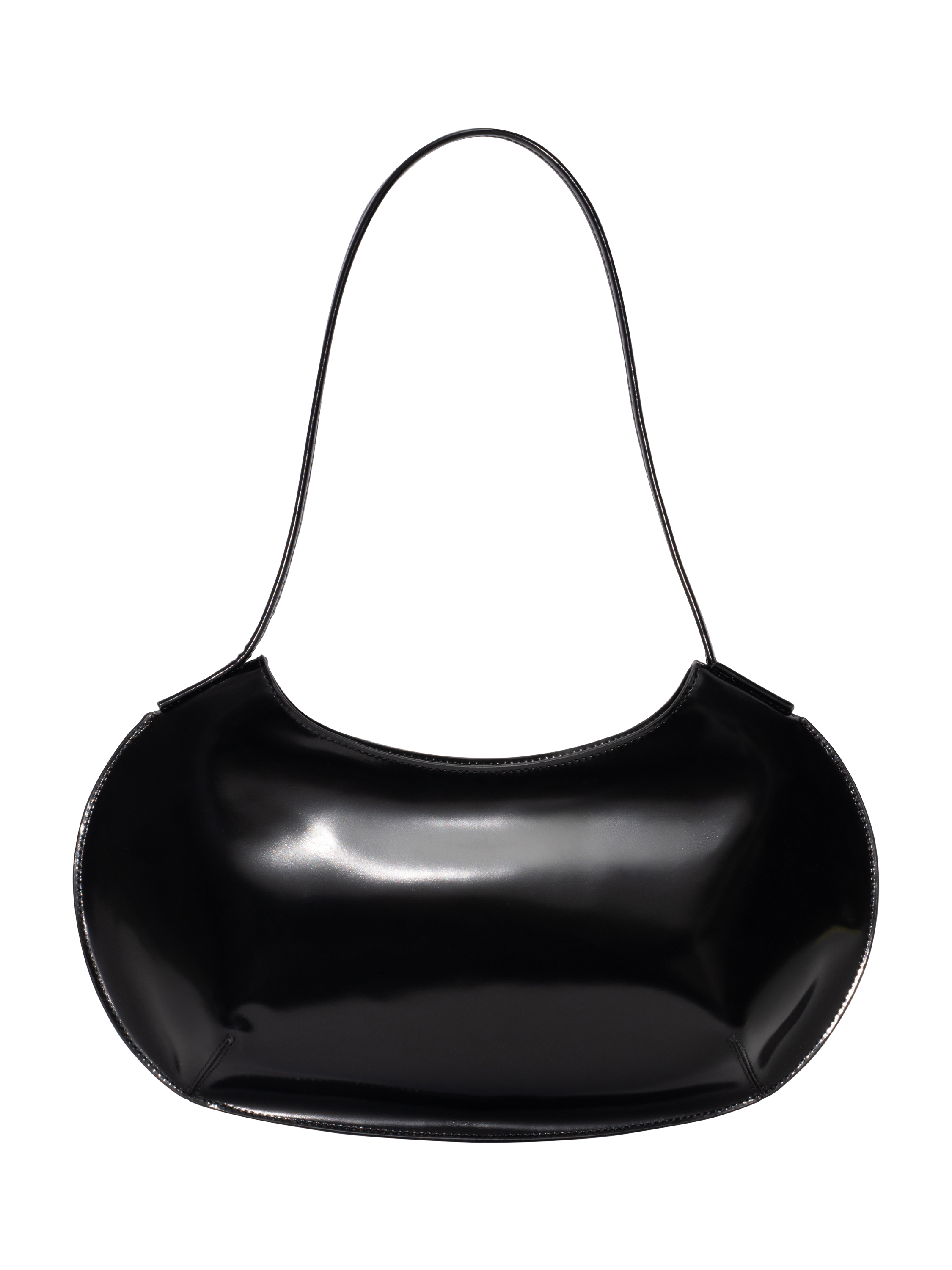 Product image 1 of 3, which shows BY FAR Horner Semi Patent Leather Shoulder Bag, Black