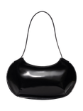 BY FAR Horner Semi Patent Leather Shoulder Bag, Black, Black