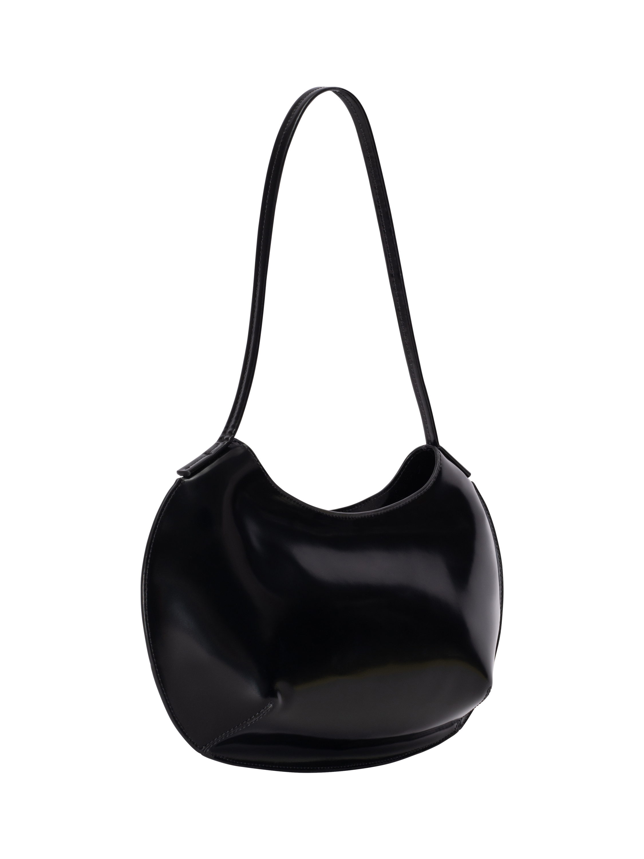 Product image 2 of 3, which shows BY FAR Horner Semi Patent Leather Shoulder Bag, Black