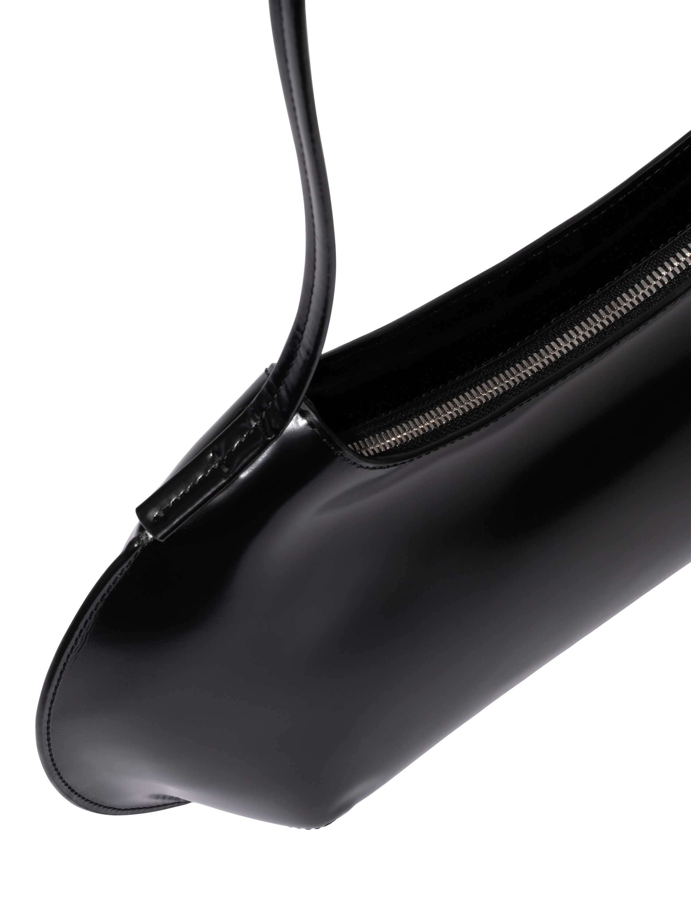 Product image 3 of 3, which shows BY FAR Horner Semi Patent Leather Shoulder Bag, Black