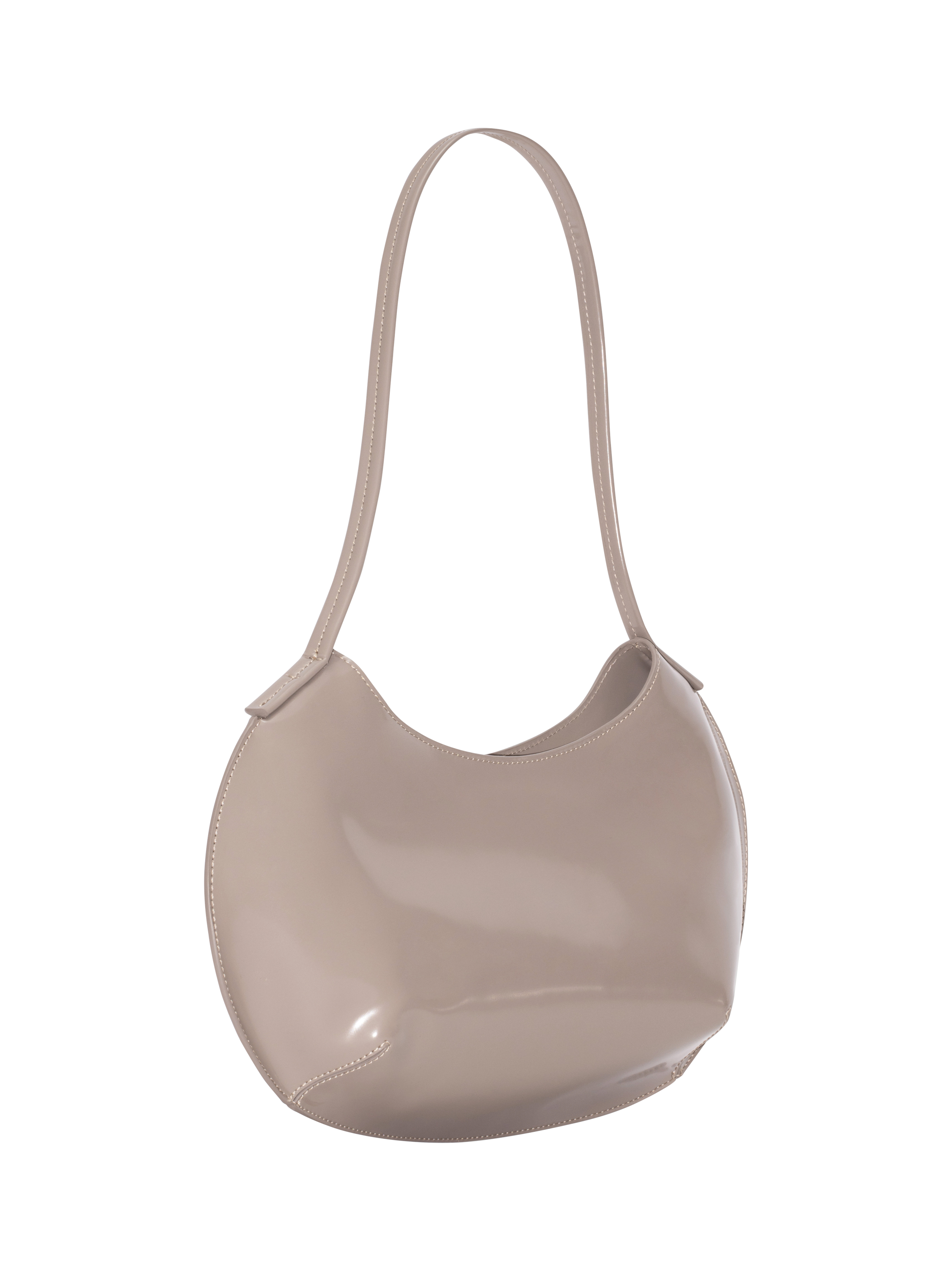 BY FAR Horner Semi Patent Leather Shoulder Bag, Black