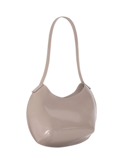 BY FAR Horner Semi Patent Leather Shoulder Bag, Black - view 2, Fawn