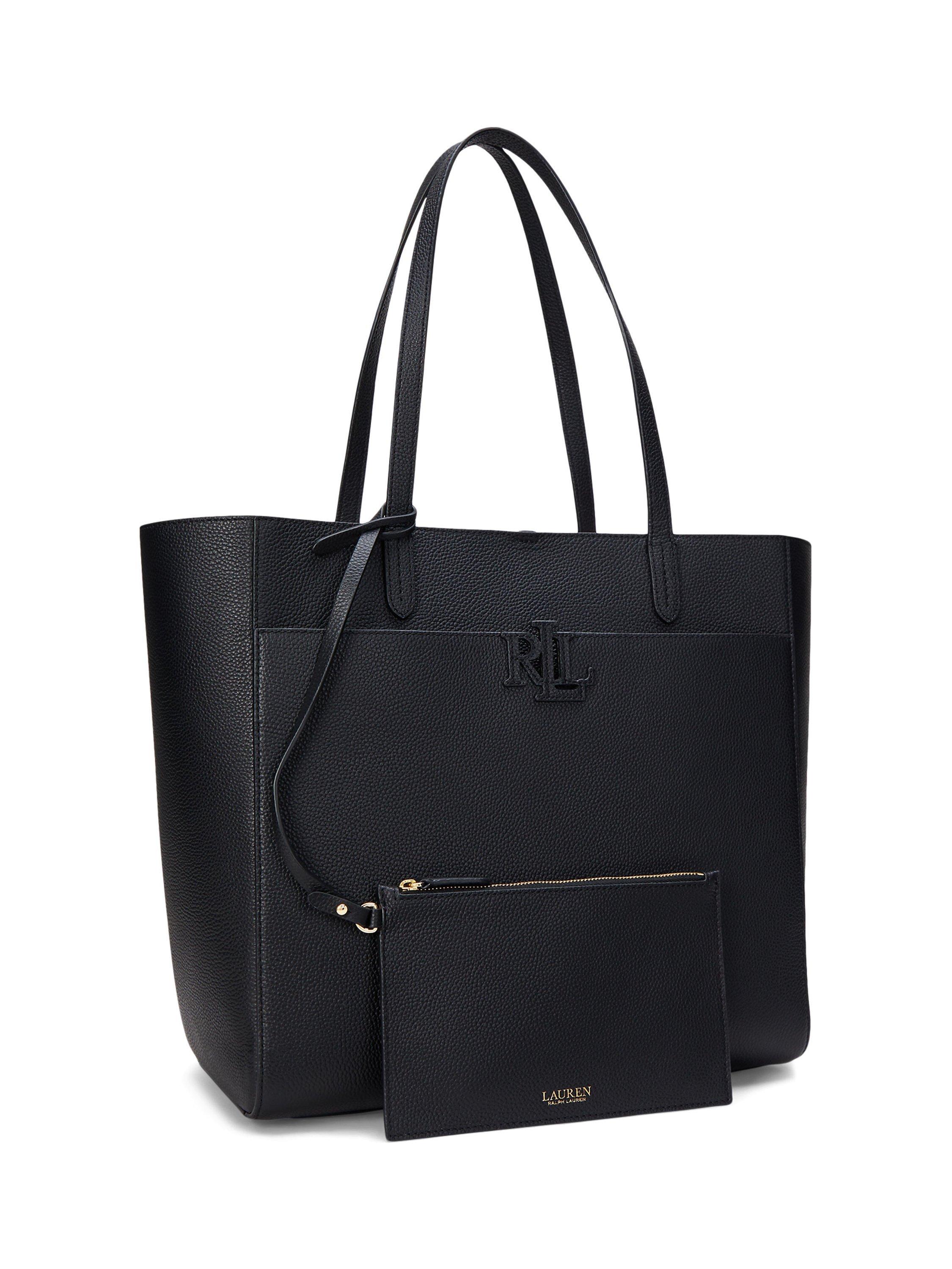 Product image 3 of 6, which shows Lauren Ralph Lauren Cameryn Large Pebbled Leather Tote Bag, Black