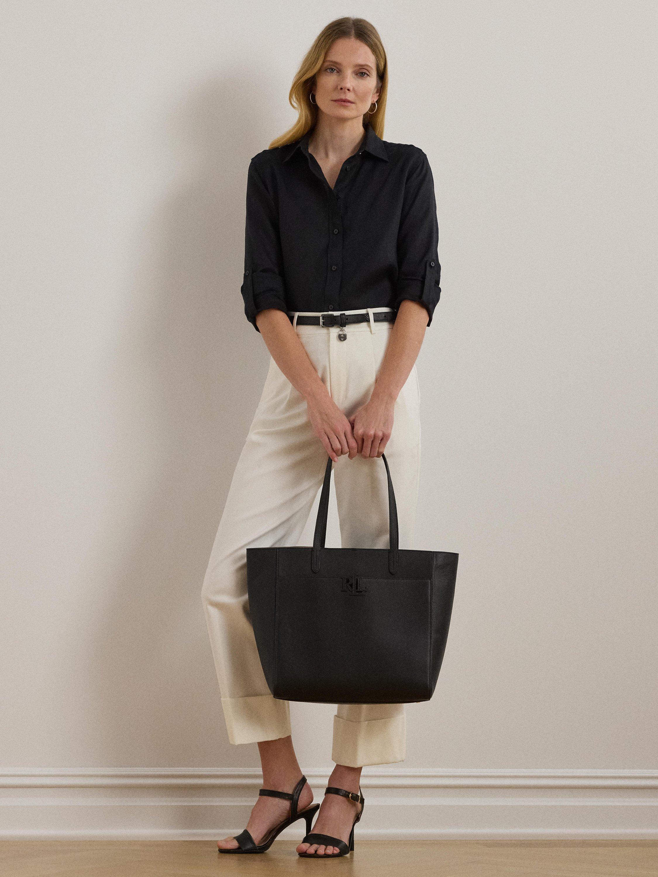Product image 6 of 6, which shows Lauren Ralph Lauren Cameryn Large Pebbled Leather Tote Bag, Black
