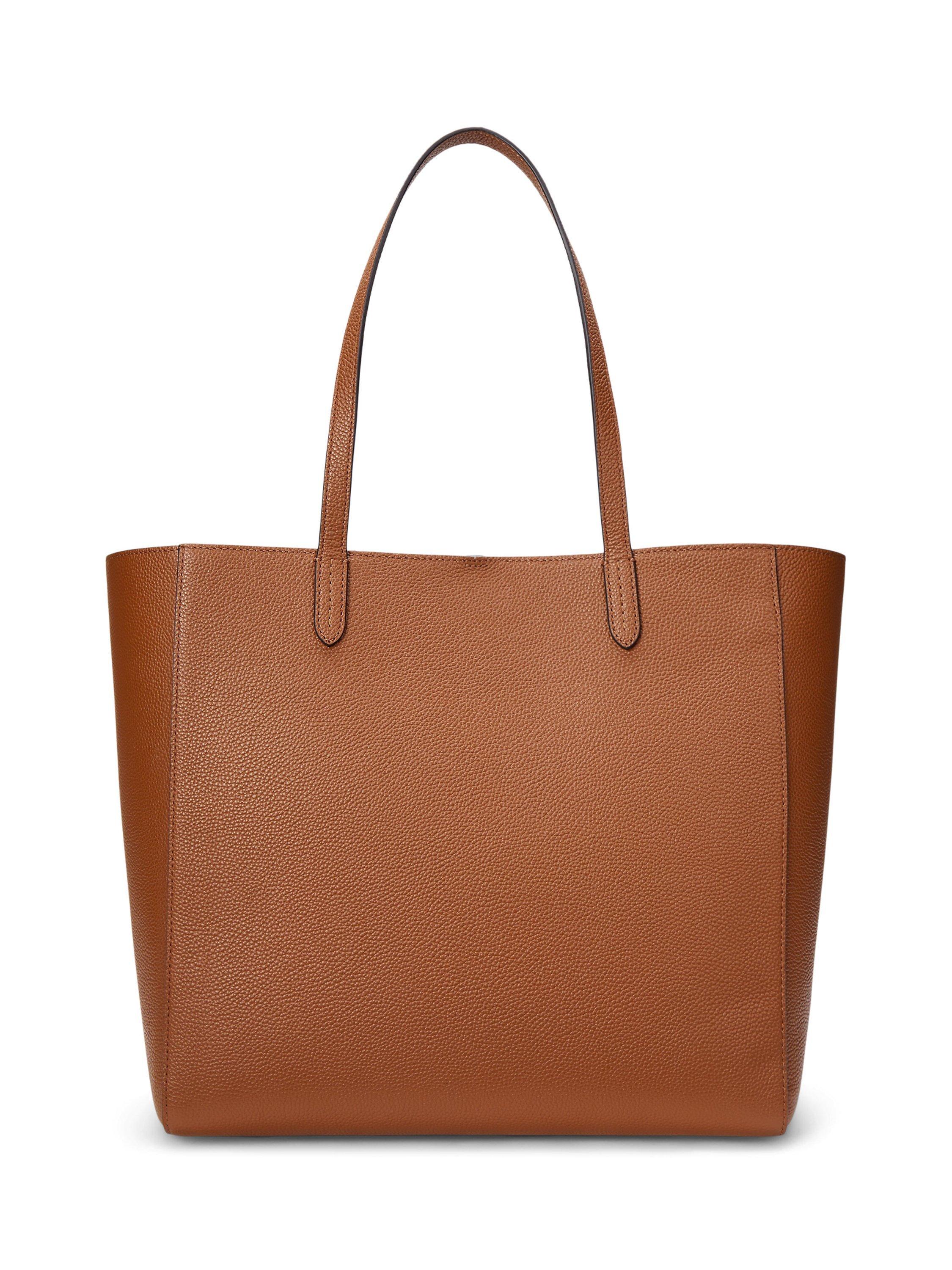 Product image 2 of 6, which shows Lauren Ralph Lauren Cameryn Large Pebbled Leather Tote Bag, Lauren Tan