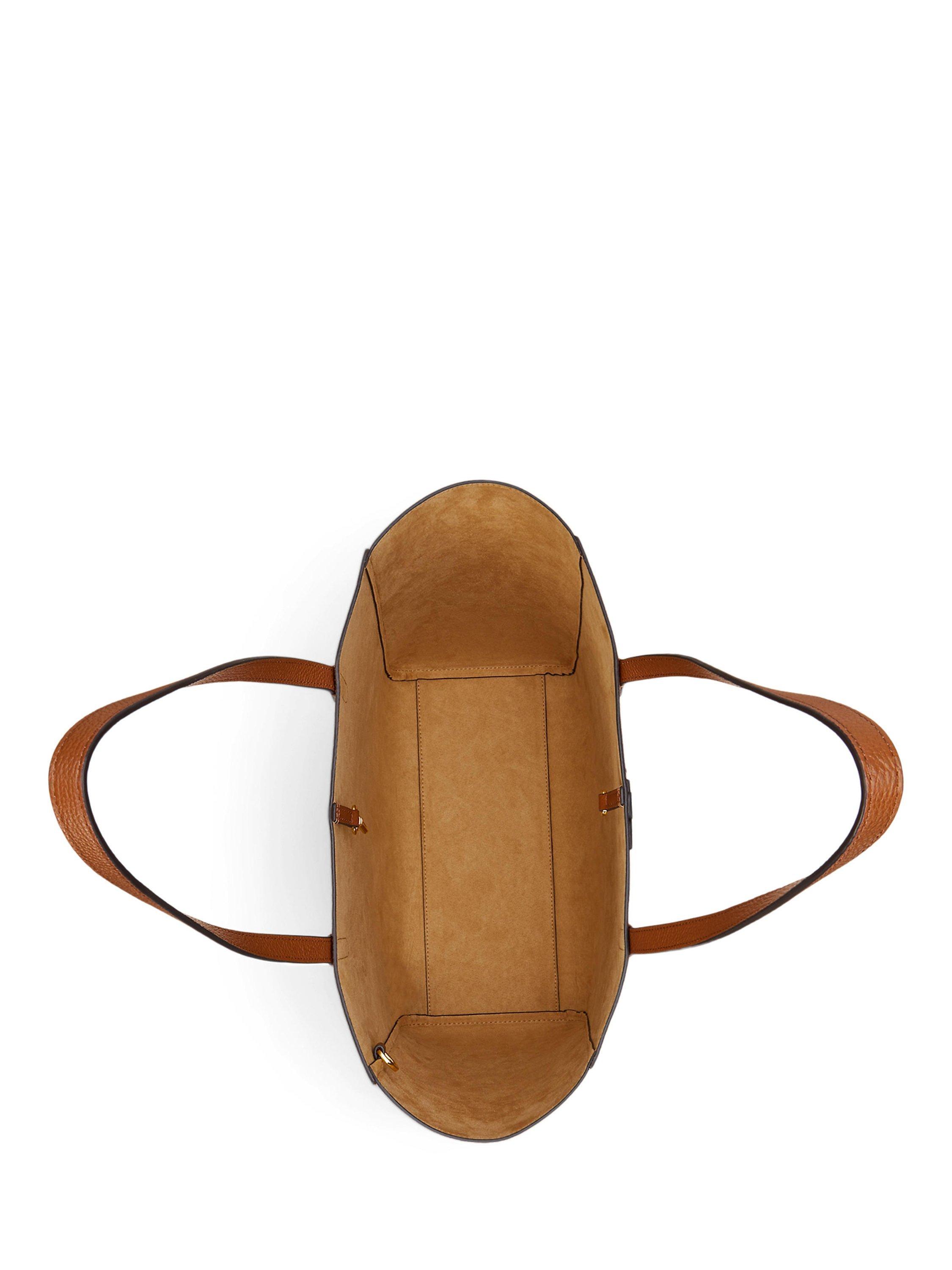 Product image 4 of 6, which shows Lauren Ralph Lauren Cameryn Large Pebbled Leather Tote Bag, Lauren Tan