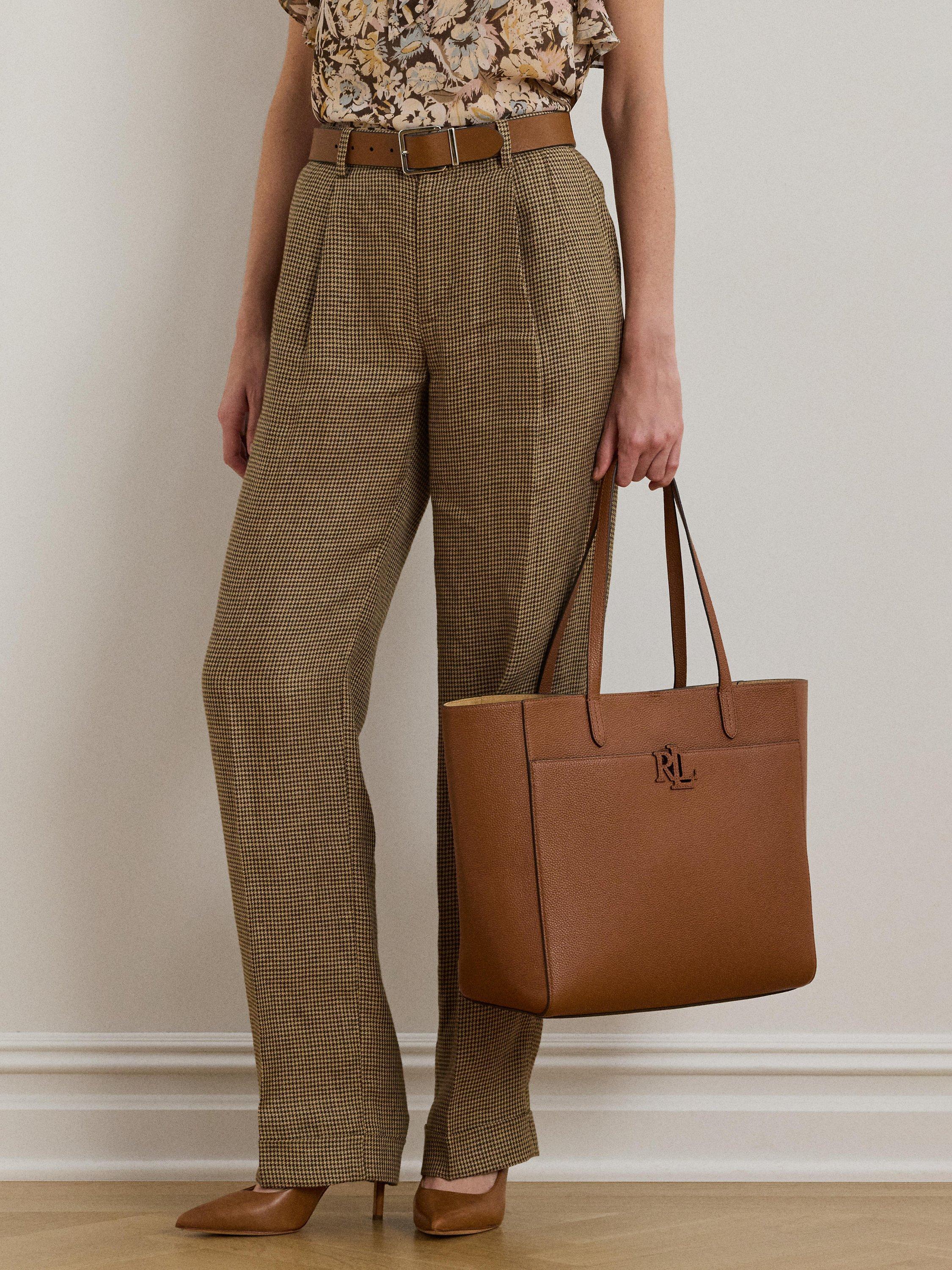 Product image 6 of 6, which shows Lauren Ralph Lauren Cameryn Large Pebbled Leather Tote Bag, Lauren Tan
