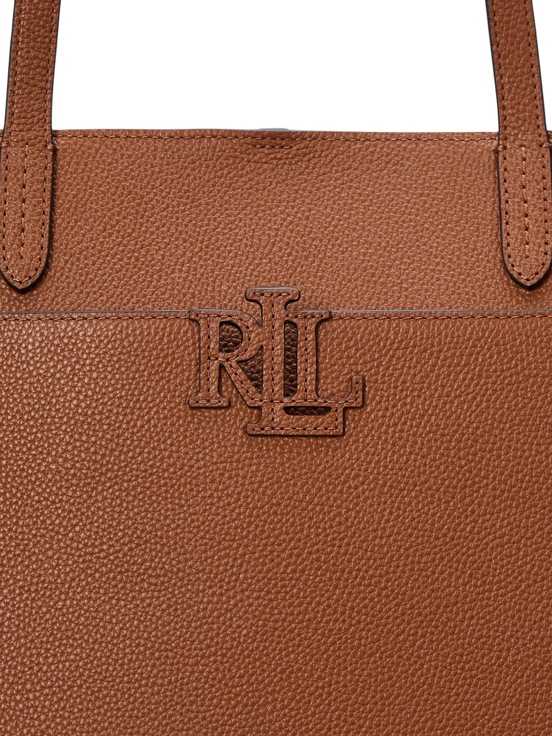 Product image 5 of 6, which shows Lauren Ralph Lauren Cameryn Large Pebbled Leather Tote Bag, Lauren Tan