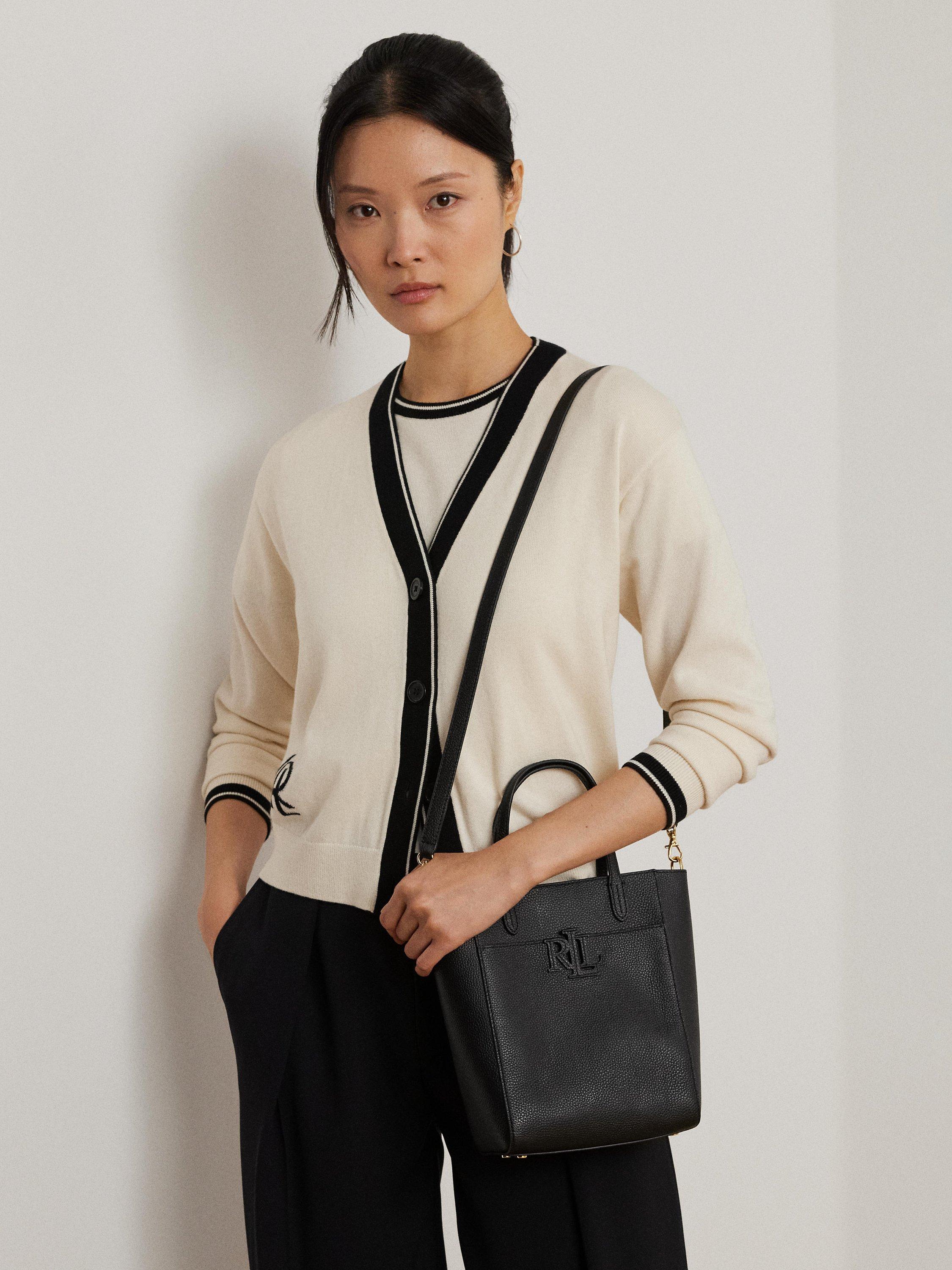 Product image 5 of 7, which shows Lauren Ralph Lauren Cameryn Small Pebbled Leather Tote Bag, Black