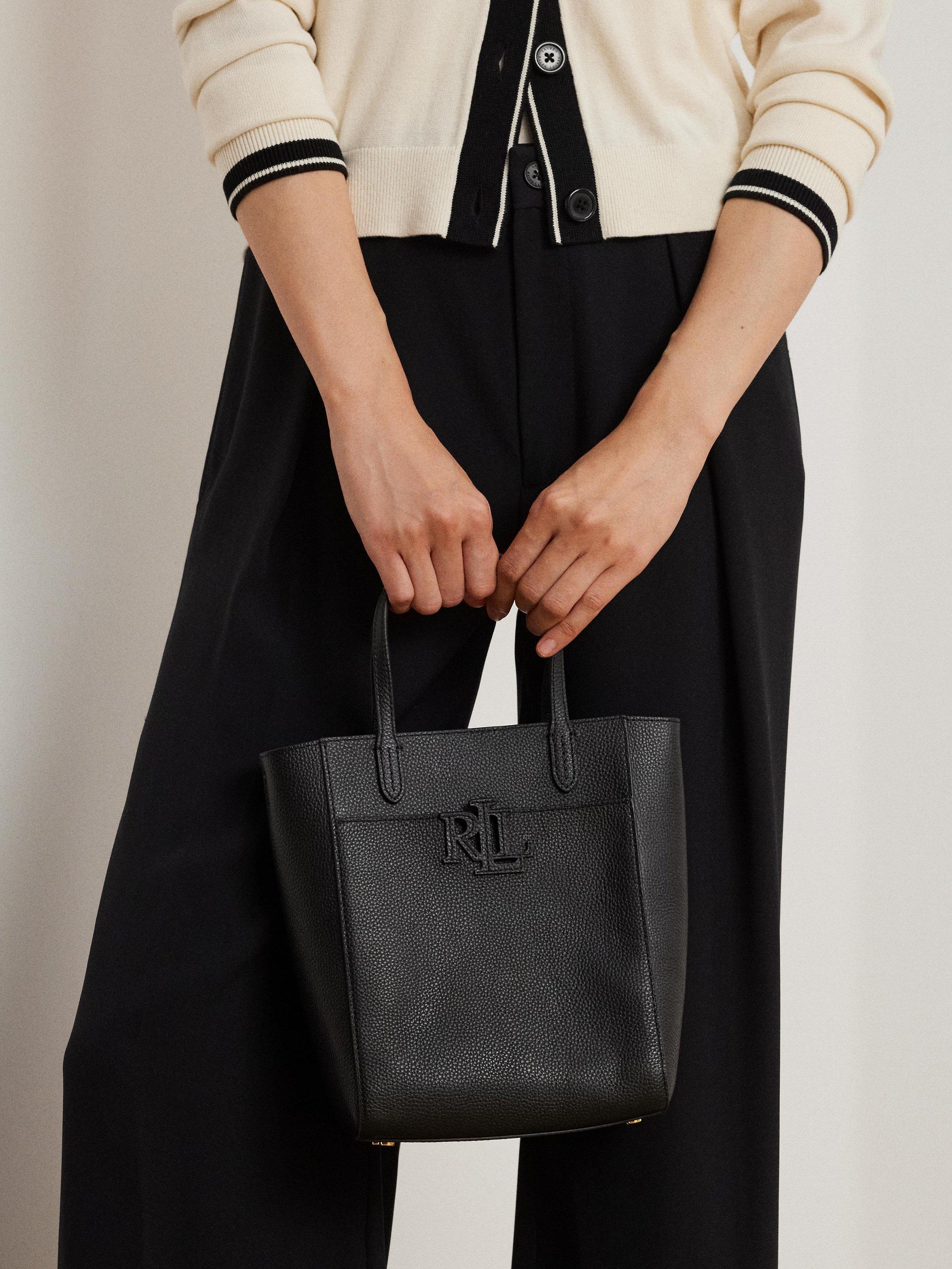 Product image 6 of 7, which shows Lauren Ralph Lauren Cameryn Small Pebbled Leather Tote Bag, Black