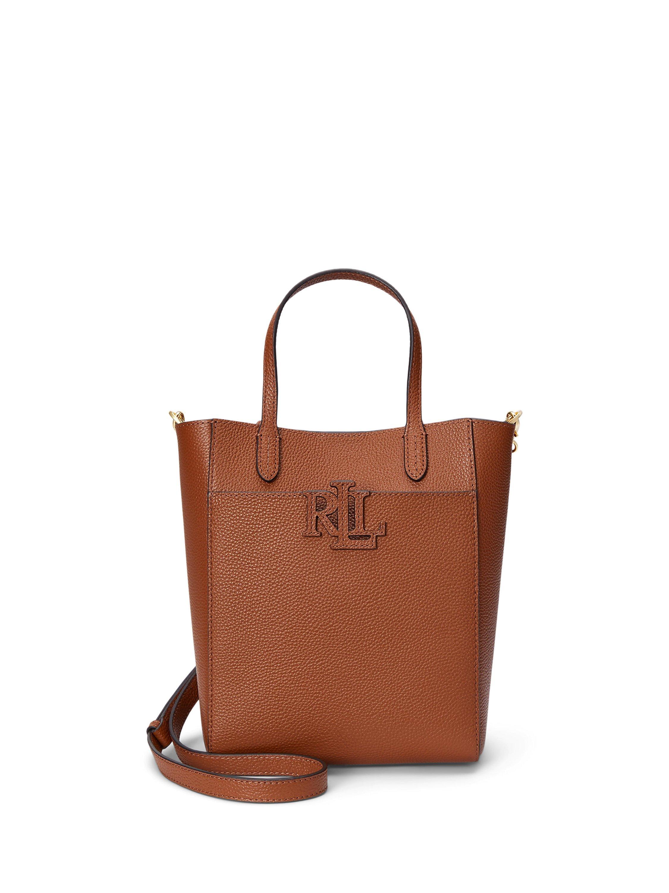 Product image 1 of 7, which shows Lauren Ralph Lauren Cameryn Small Pebbled Leather Tote Bag, Lauren Tan