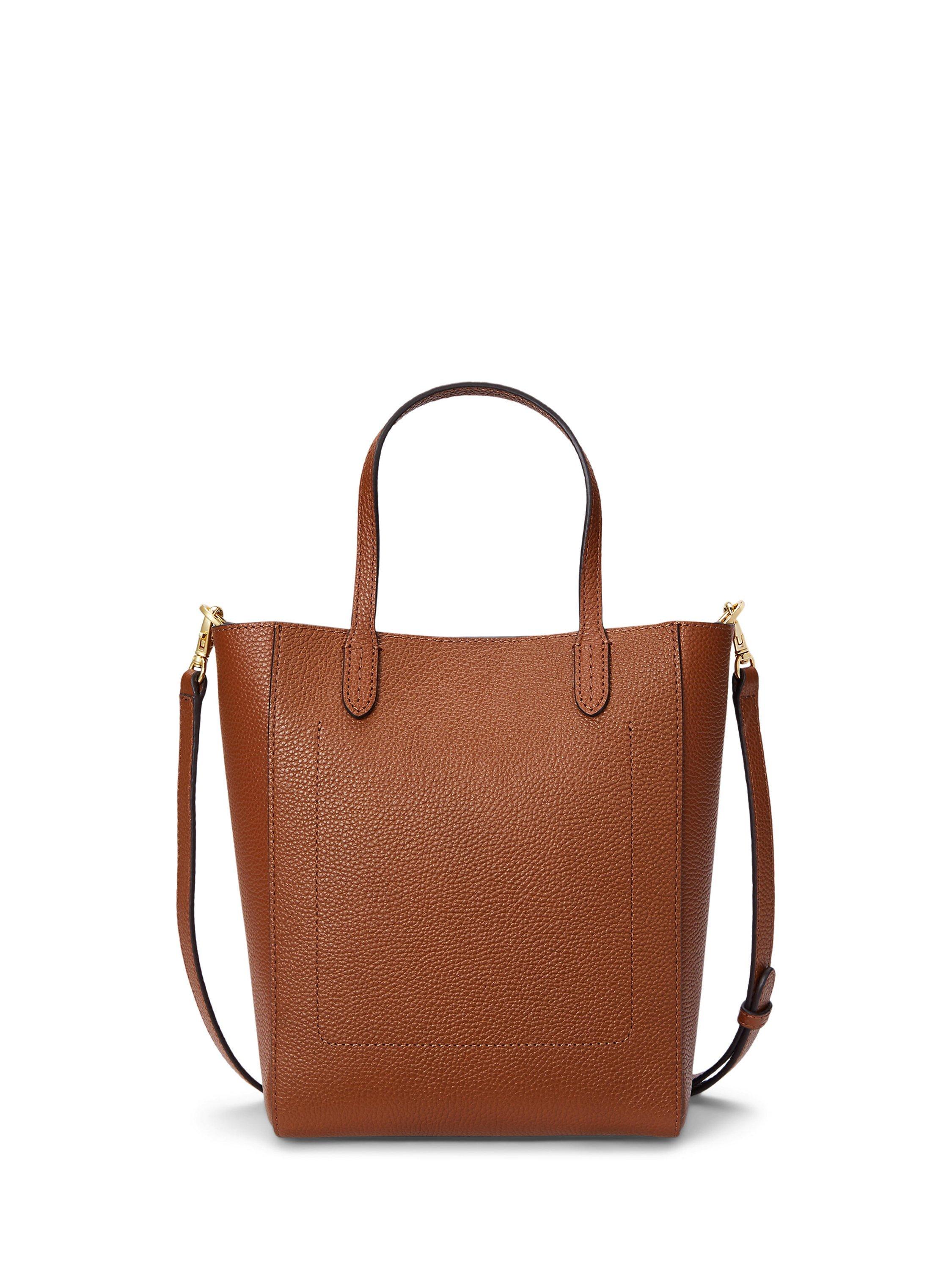 Product image 2 of 7, which shows Lauren Ralph Lauren Cameryn Small Pebbled Leather Tote Bag, Lauren Tan