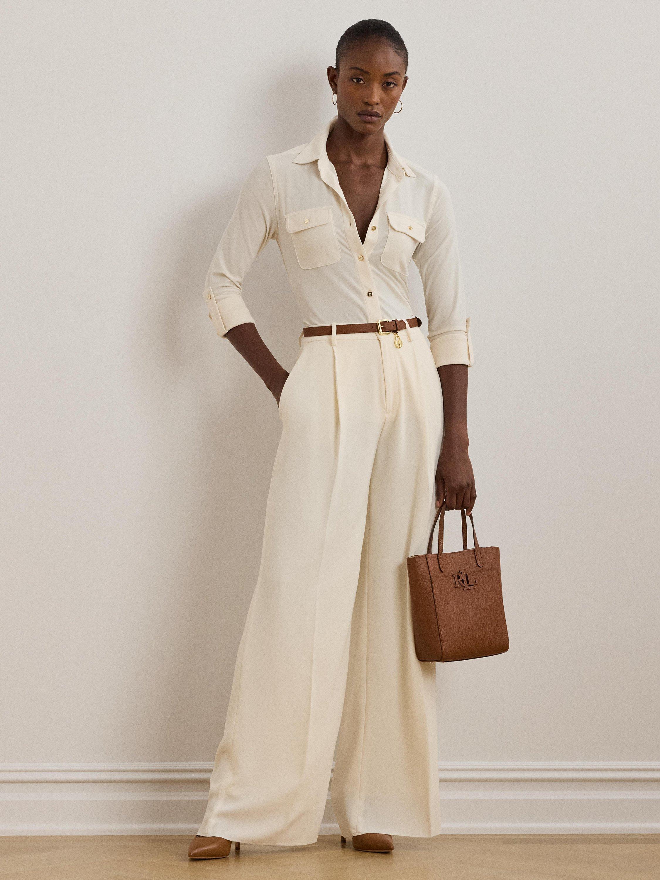 Product image 6 of 7, which shows Lauren Ralph Lauren Cameryn Small Pebbled Leather Tote Bag, Lauren Tan