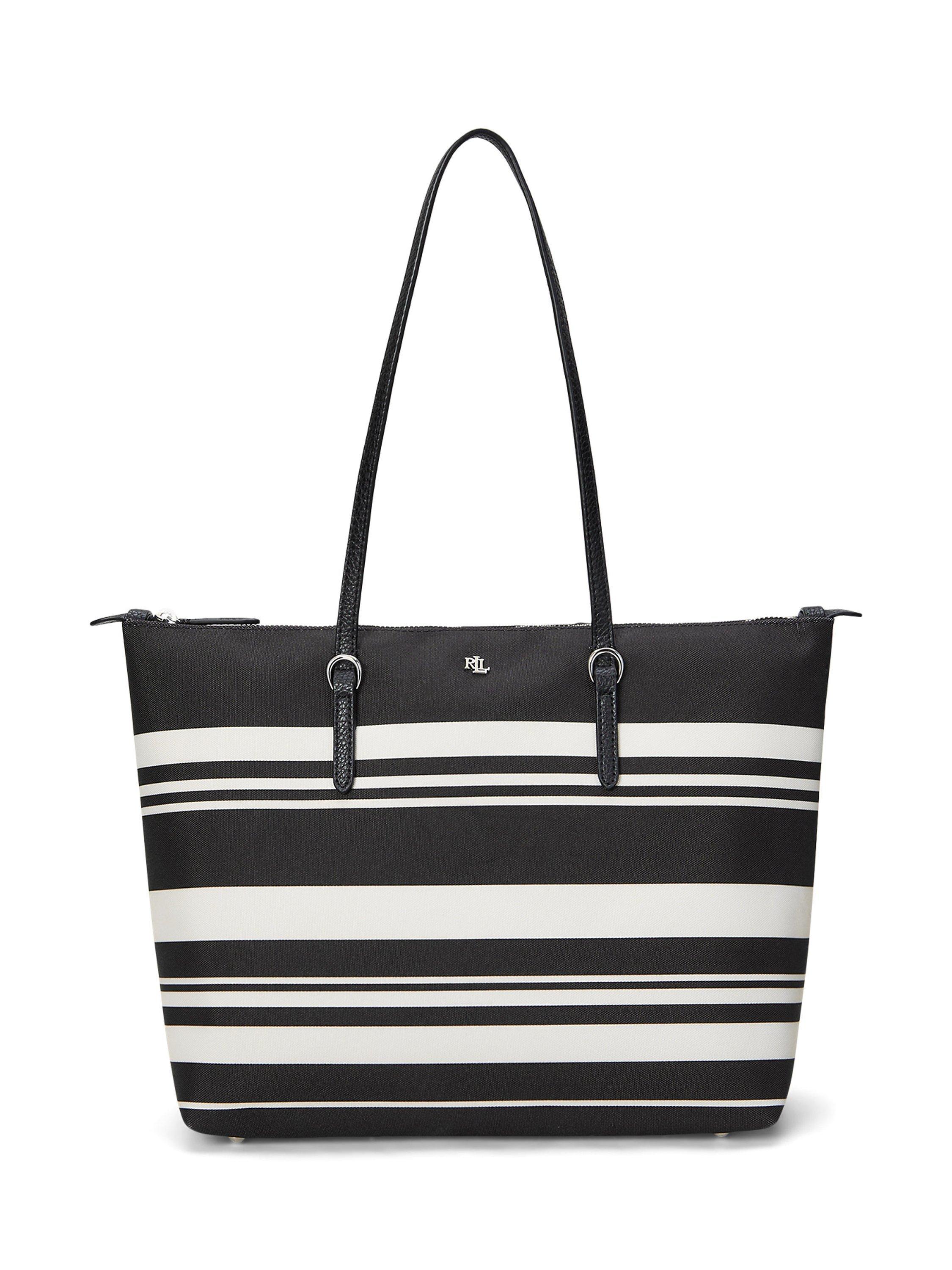 Lauren Ralph Lauren Keaton Nylon Medium Tote Bag, Malecon Stripe/Black