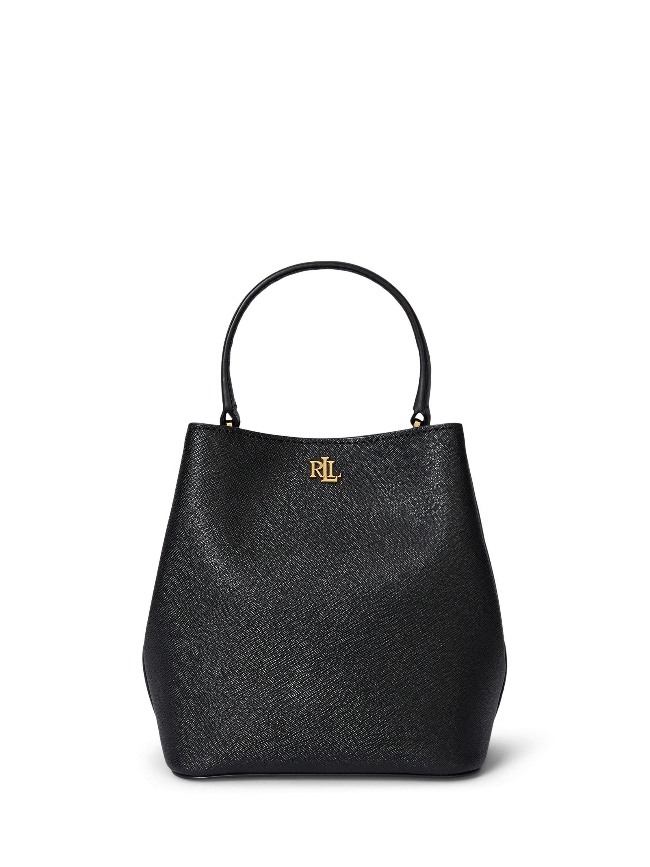 Lauren Ralph Lauren Reese Crosshatch Leather Small Bucket Bag, Black