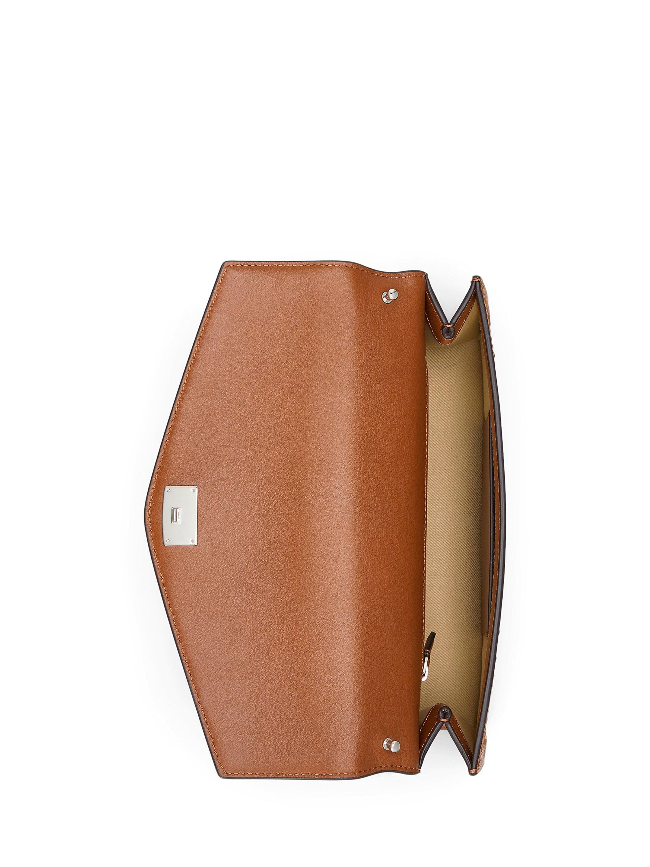 Product image 5 of 6, which shows Lauren Ralph Lauren Sawyer Raffia & Leather Shoulder Bag, Light Natural/Lauren Tan