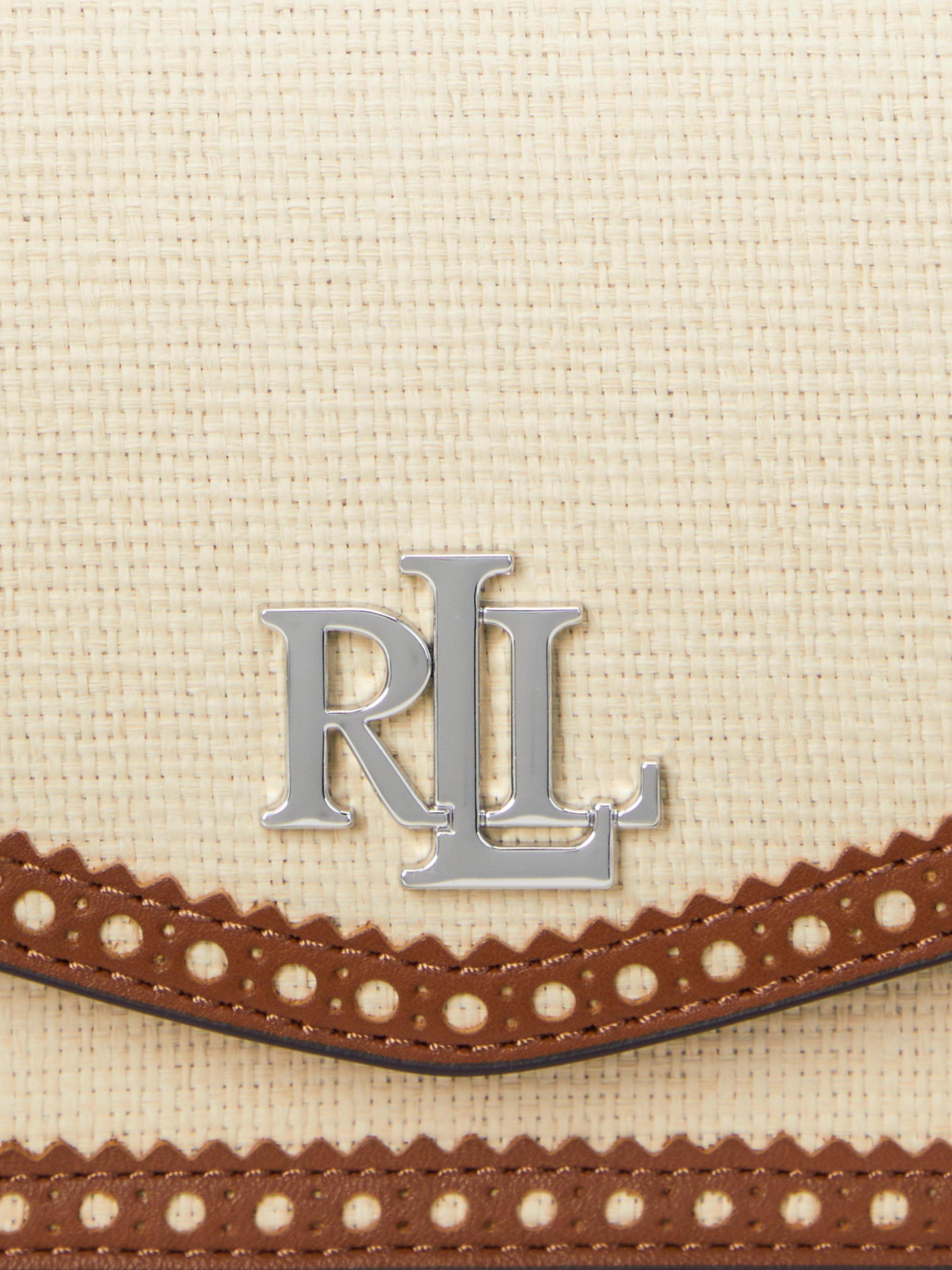 Product image 6 of 6, which shows Lauren Ralph Lauren Sawyer Raffia & Leather Shoulder Bag, Light Natural/Lauren Tan