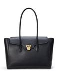 Lauren Ralph Lauren Tanner Pebbled Leather Large Satchel Bag, Black
