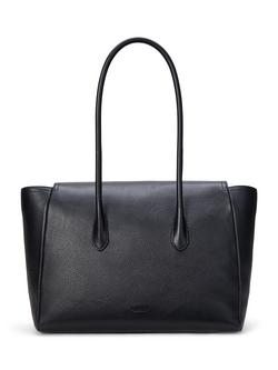 Lauren Ralph Lauren Tanner Large Pebbled Leather Satchel Tote - view 2, Black