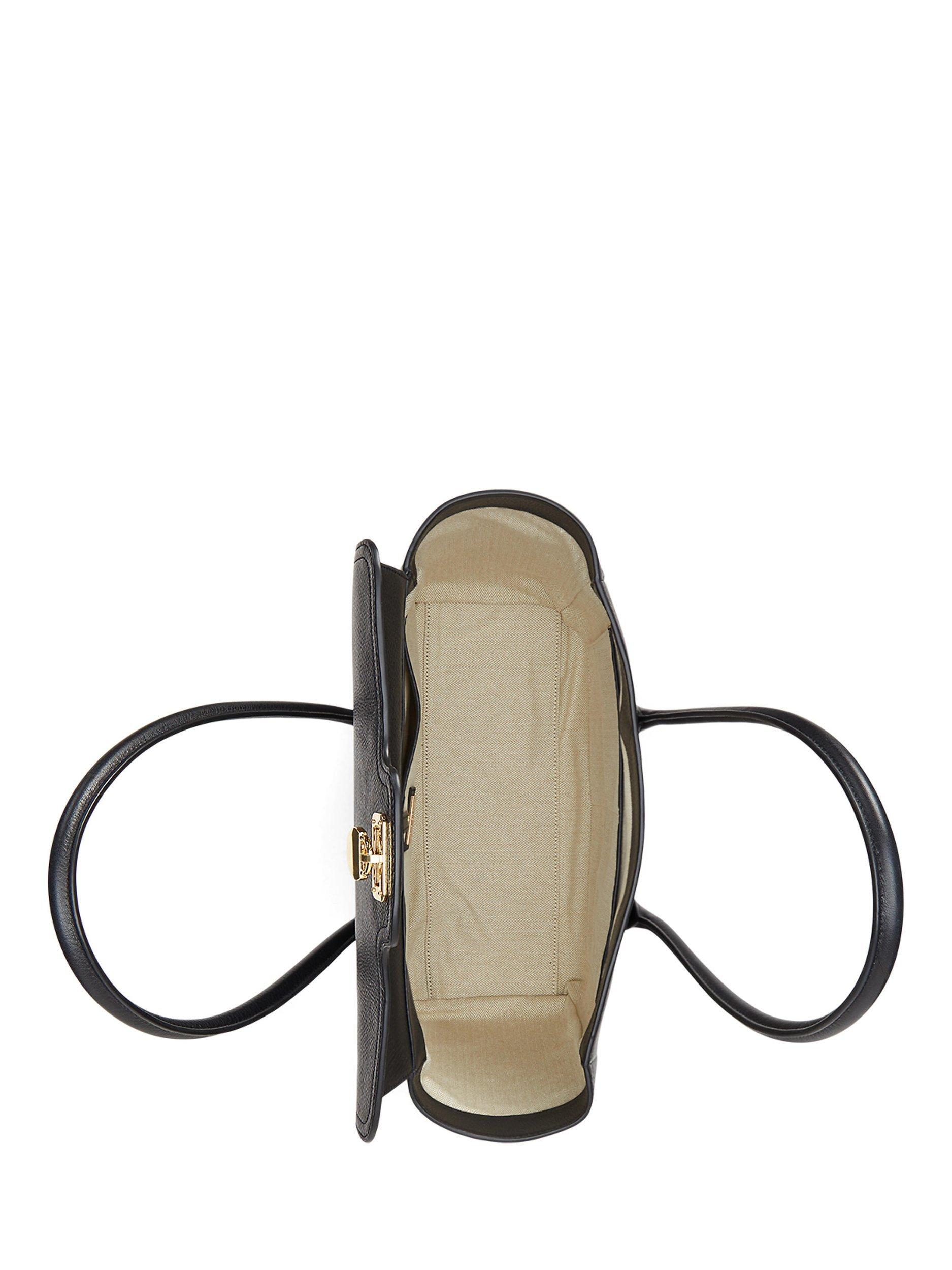 Product image 4 of 5, which shows Lauren Ralph Lauren Tanner Large Pebbled Leather Satchel Tote, Black