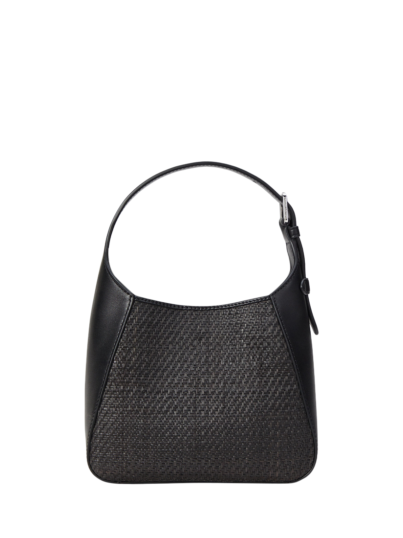Product image 2 of 7, which shows Lauren Ralph Lauren Tanner Small Raffia Shoulder Bag, Black