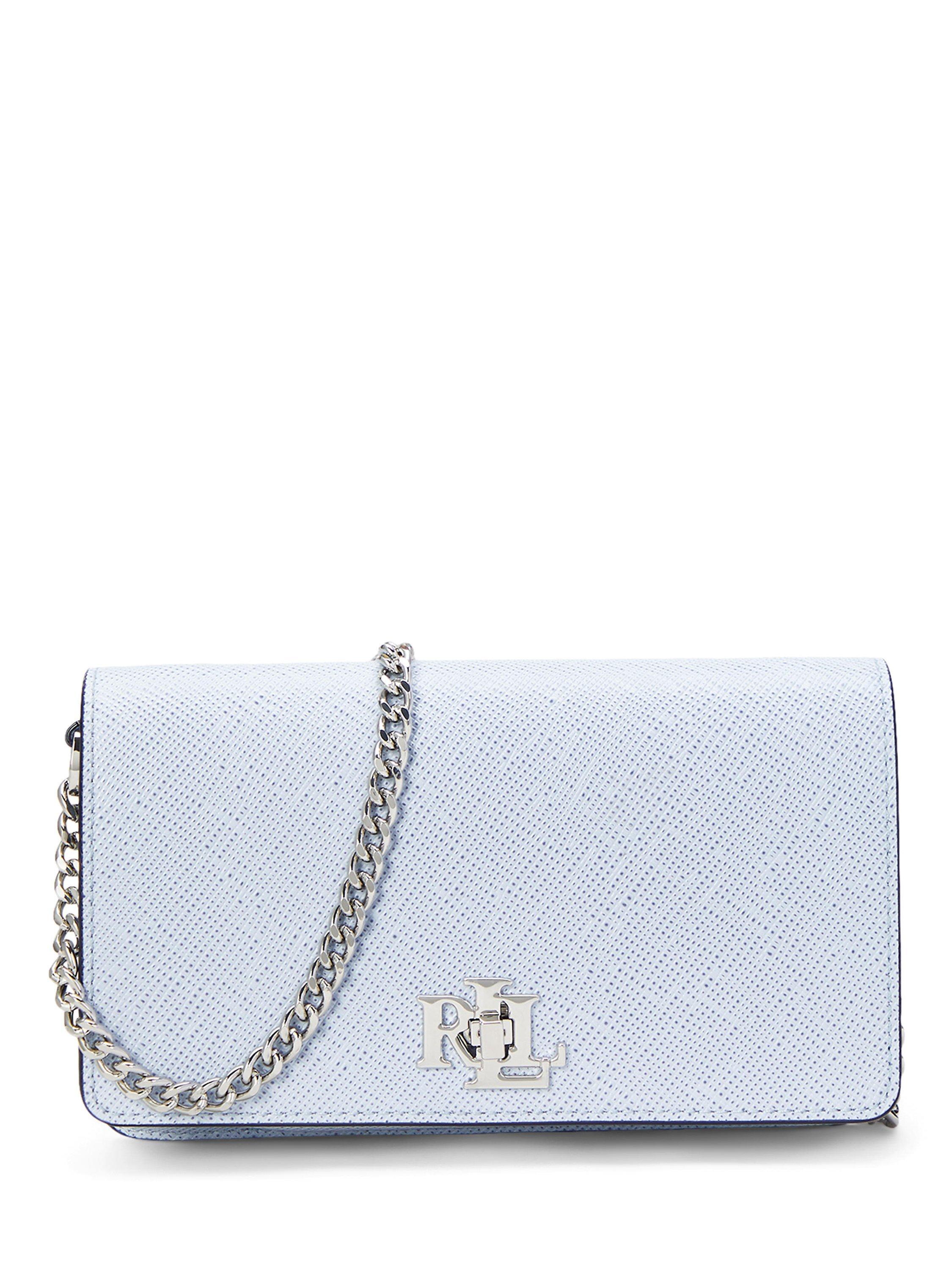 Lauren Ralph Lauren Crosshatch Leather Turn-Lock Crossbody Phone Bag, Cornflower Blue