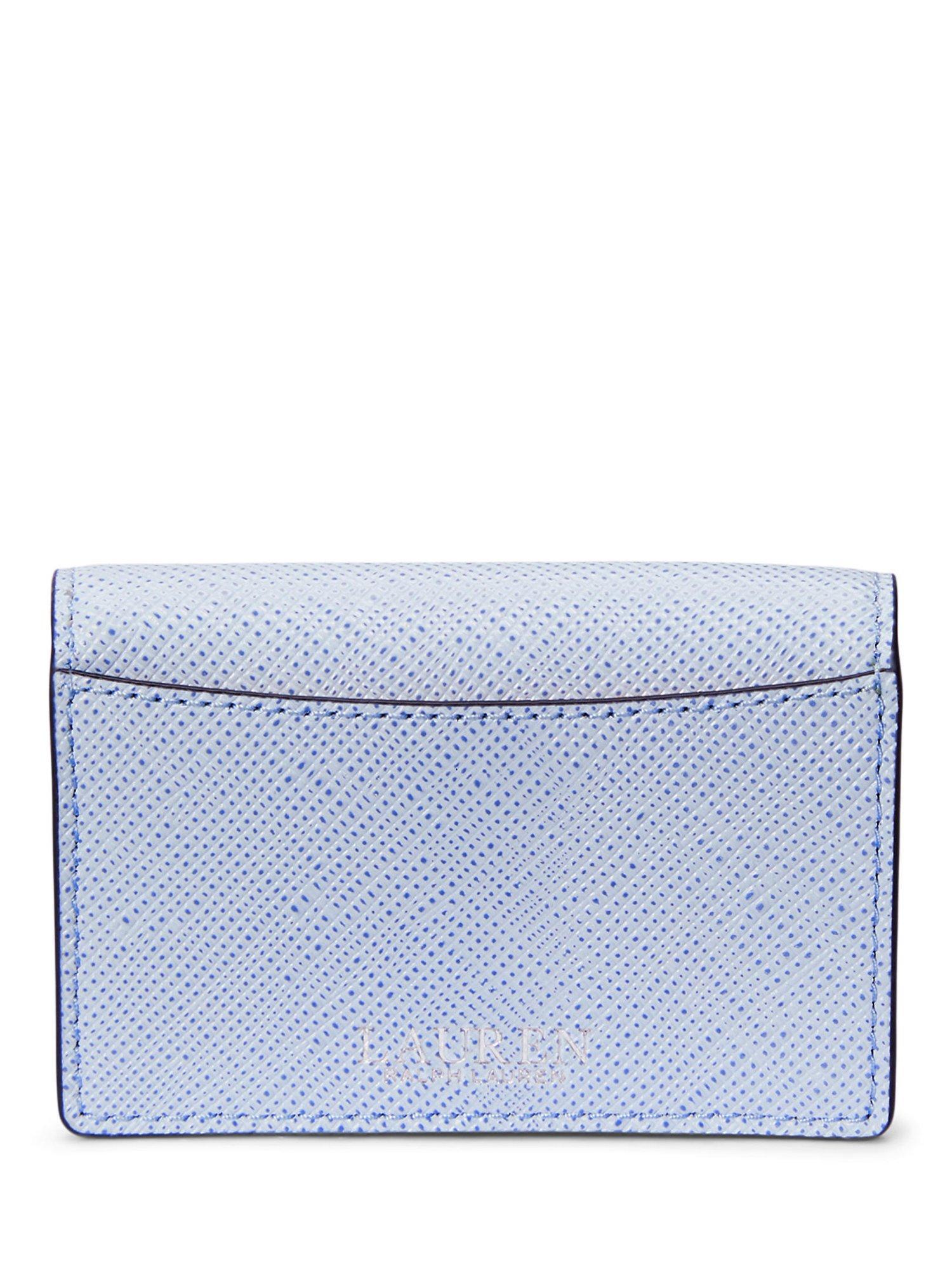 Product image 2 of 3, which shows Lauren Ralph Lauren Crosshatch Leather Small Flap Card Case, Cornflower Blue