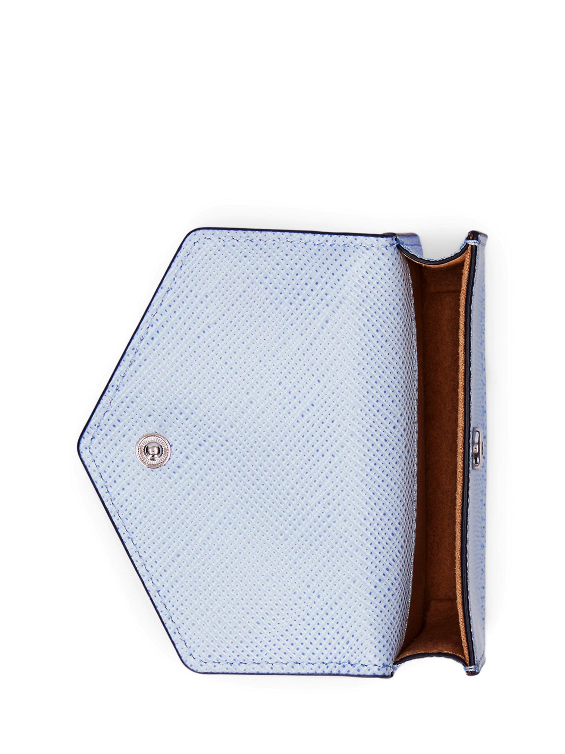 Product image 3 of 3, which shows Lauren Ralph Lauren Crosshatch Leather Small Flap Card Case, Cornflower Blue