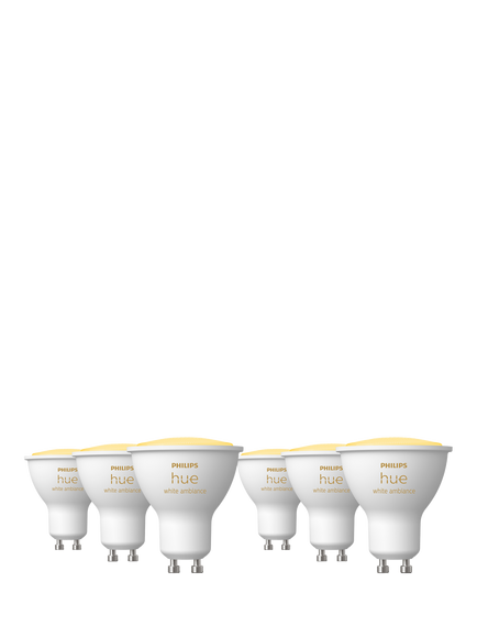 Philips Hue White Ambiance 4.2W GU10 Smart LED Bulb, Pack of 6, White