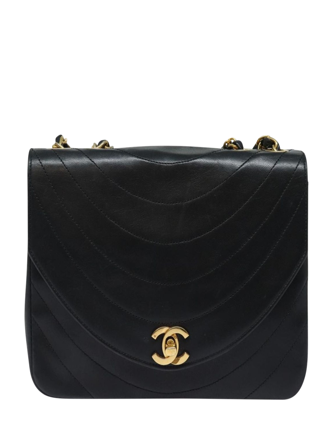 Pre-loved CHANEL CC Turn Lock Half Moon Single Flap Bag, Black