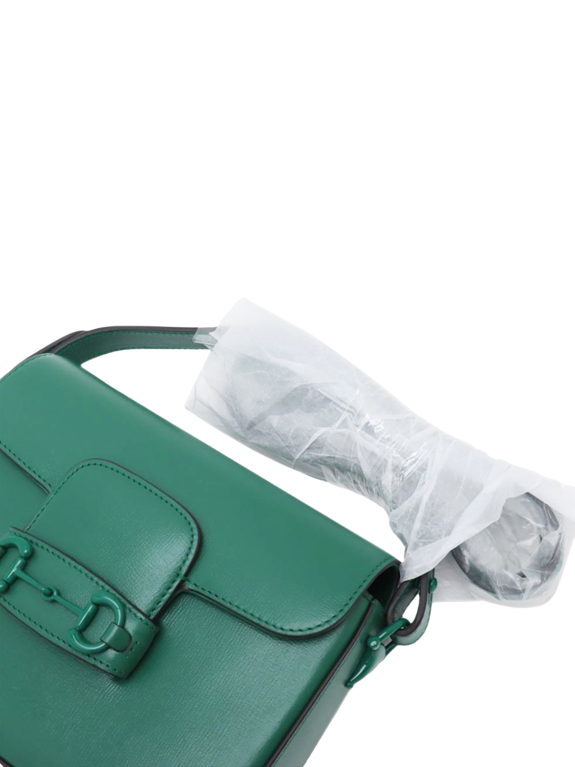 Product image 5 of 10, which shows Pre-loved GUCCI 1955 Horsebit Leather Shoulder Bag, Green