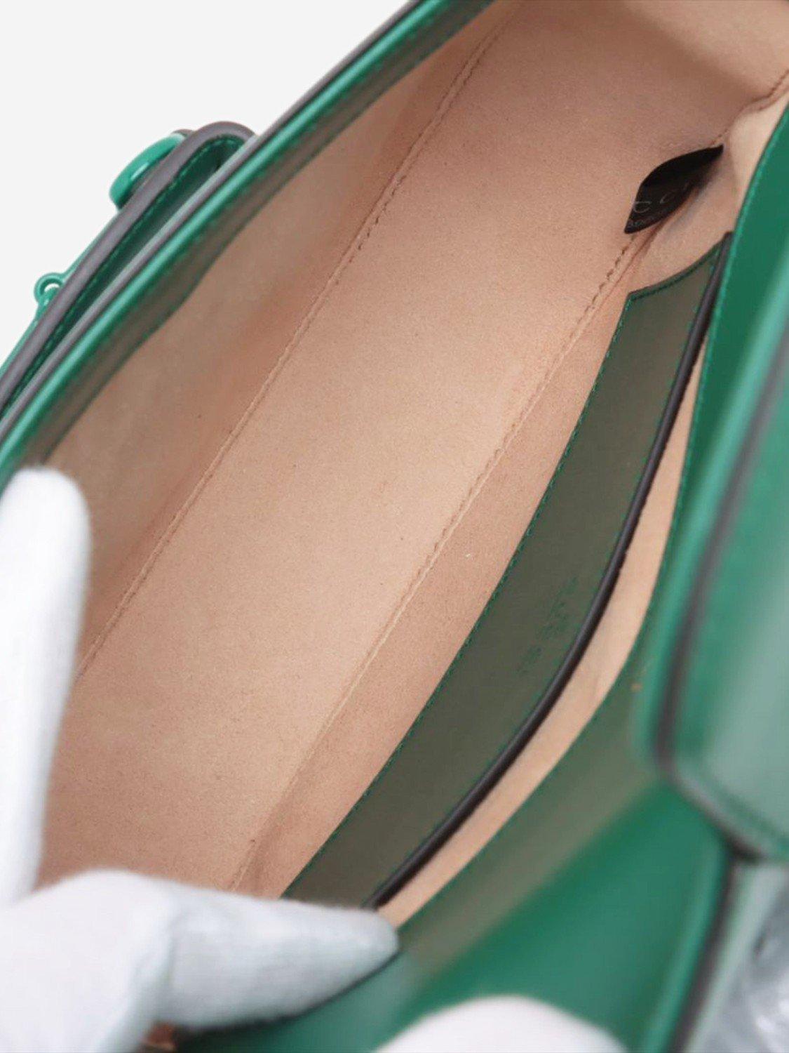 Product image 6 of 10, which shows Pre-loved GUCCI 1955 Horsebit Leather Shoulder Bag, Green