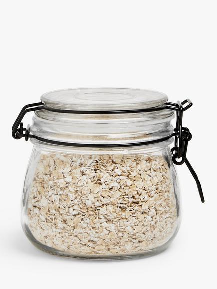 John Lewis Clip-Top Glass Storage Jar, 500ml, Black/Clear - view 2, Black/Clear