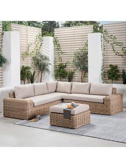 Pacific Como 6-Seater Corner Garden Woven Rattan Lounge Set, Natural - view 2, Natural