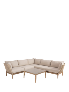 Pacific Moeven 6-Seater Corner Garden Sofa & Coffee Table Set, Latte
