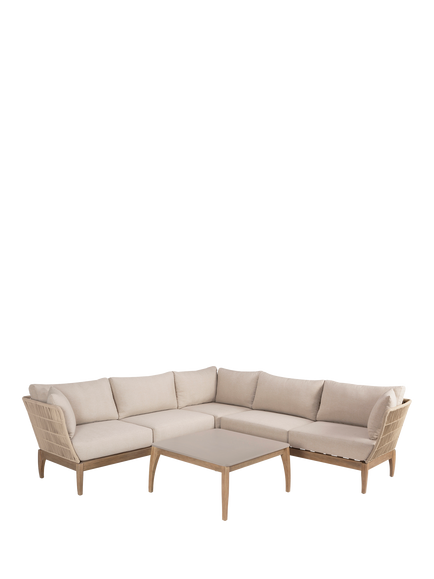 Pacific Moeven 6-Seater Corner Garden Sofa & Coffee Table Set, Latte, Latte