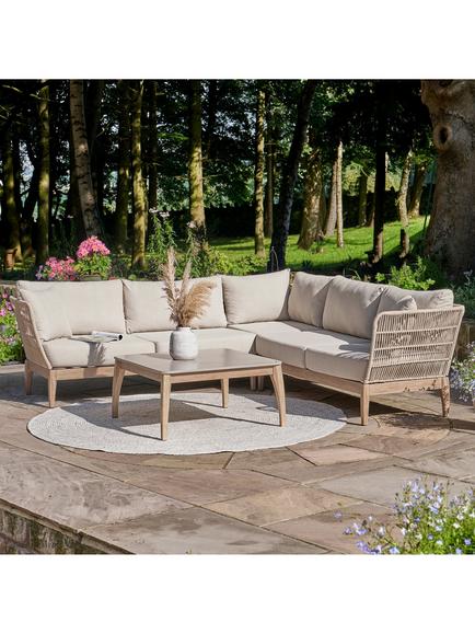 Pacific Moeven 6-Seater Corner Garden Sofa & Coffee Table Set, Latte - view 2, Latte