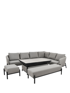 Pacific Nevada 10-Seater Large Corner Garden Lounge Set with Height Adjustable Table, Putty