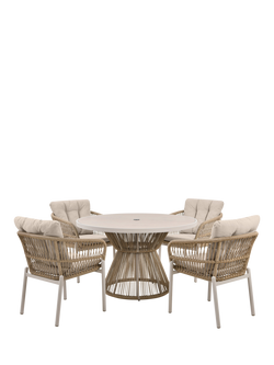 Pacific Martic 4-Seater Round Garden Dining Table & Chairs Set, Latte, Latte