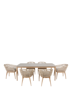 Pacific Moeven 6-Seater Rectangular Garden Dining Table & Chairs Set, Latte, Latte