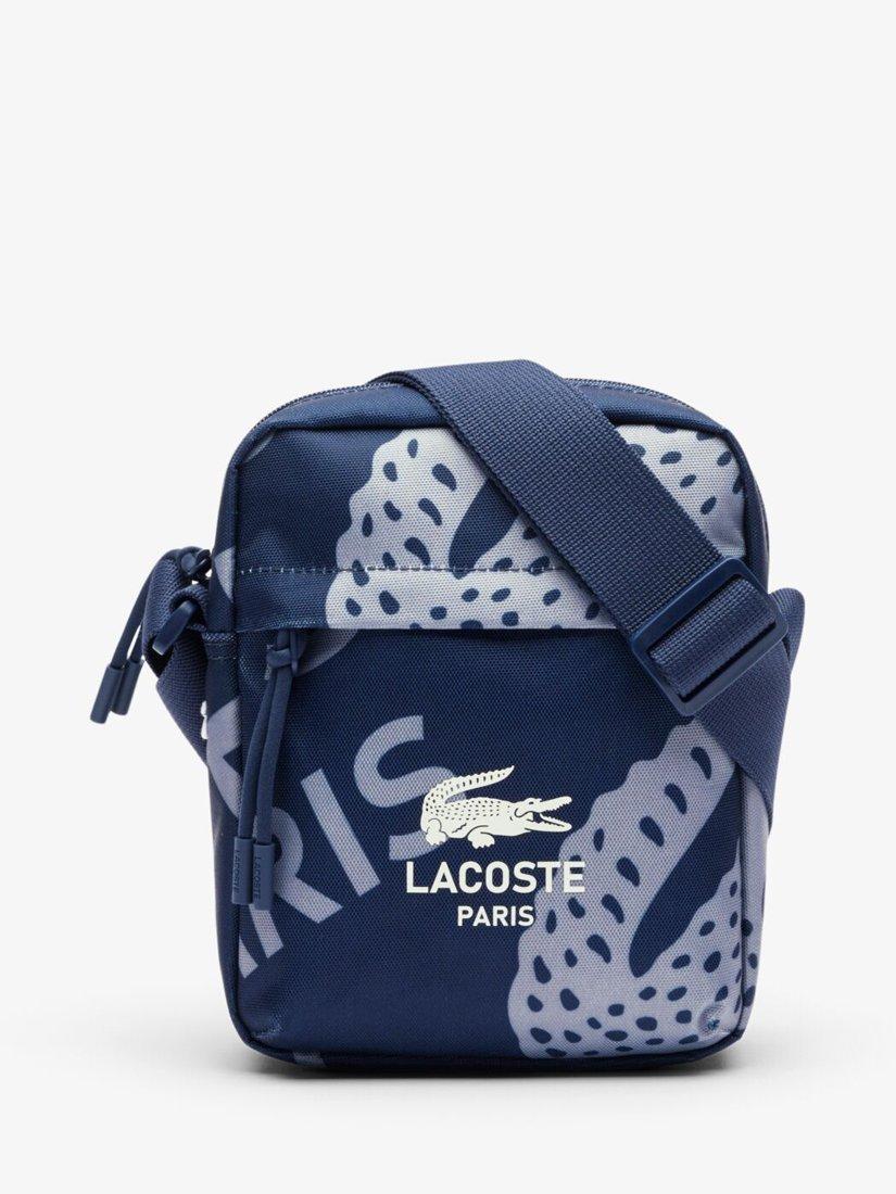 Product image 1 of 7, which shows Lacoste Neocroc Paris Print Cross-body Bag, Blue Navy