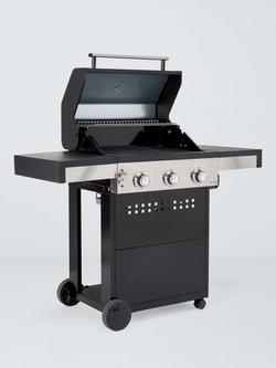 John Lewis Grillstream 3-Burner Hybrid Gas & Charcoal BBQ - view 2, Black