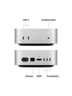 2024 Apple Mac mini Desktop Computer, M4 Processor, 16GB RAM, 512GB, Silver - view 2, Silver