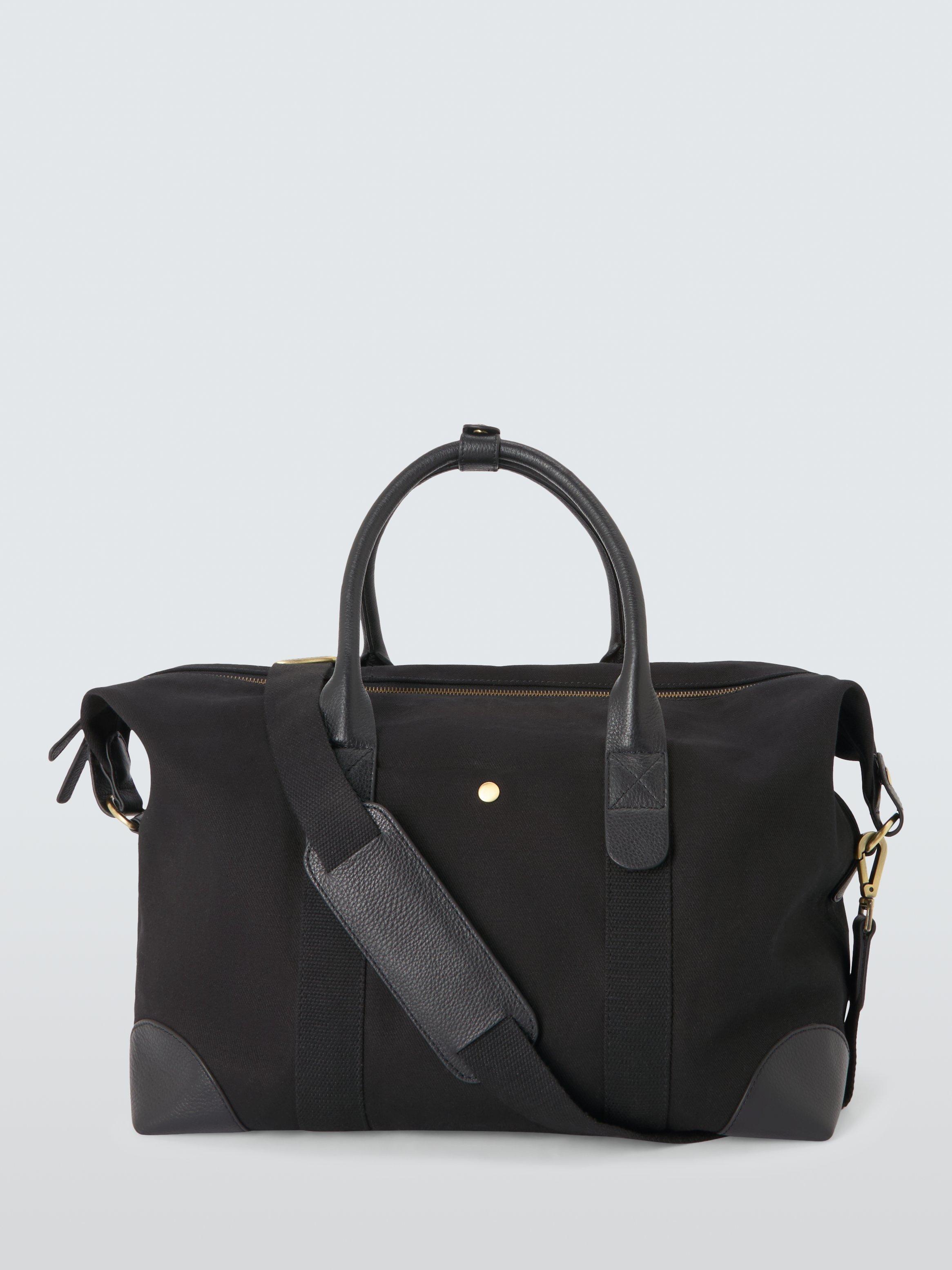 Product image 1 of 4, which shows John Lewis Canvas Overnighter Bag, Black